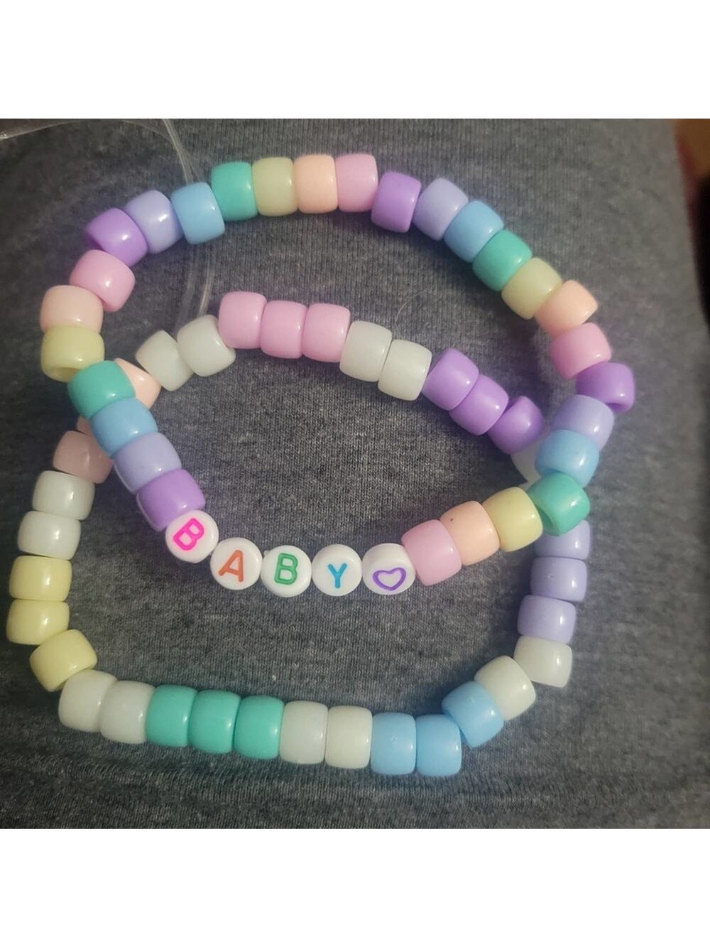 "Baby" rainbow kandi colored stretchy beaded bracelets